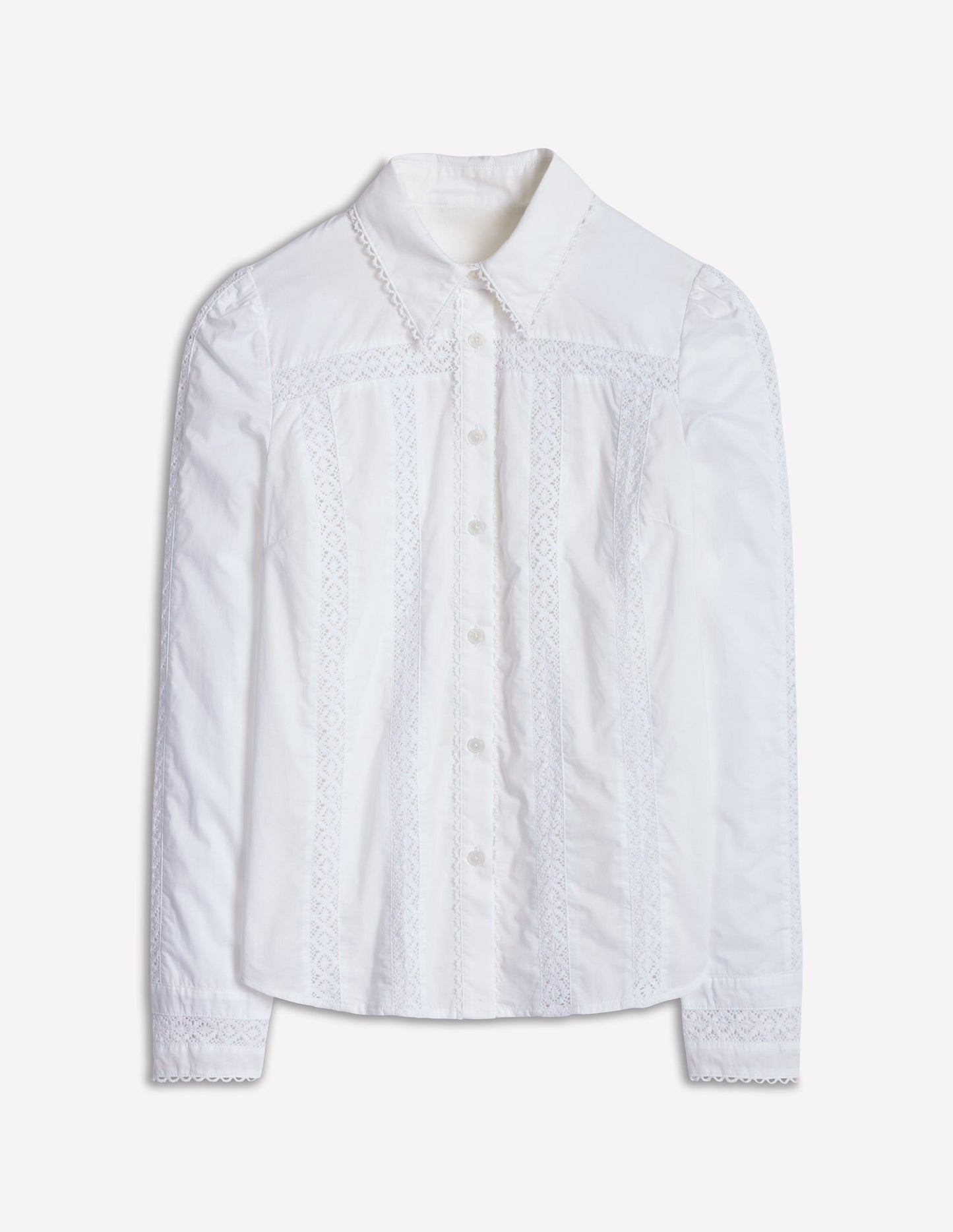 Chemise à empiècements dentelle-Blanc