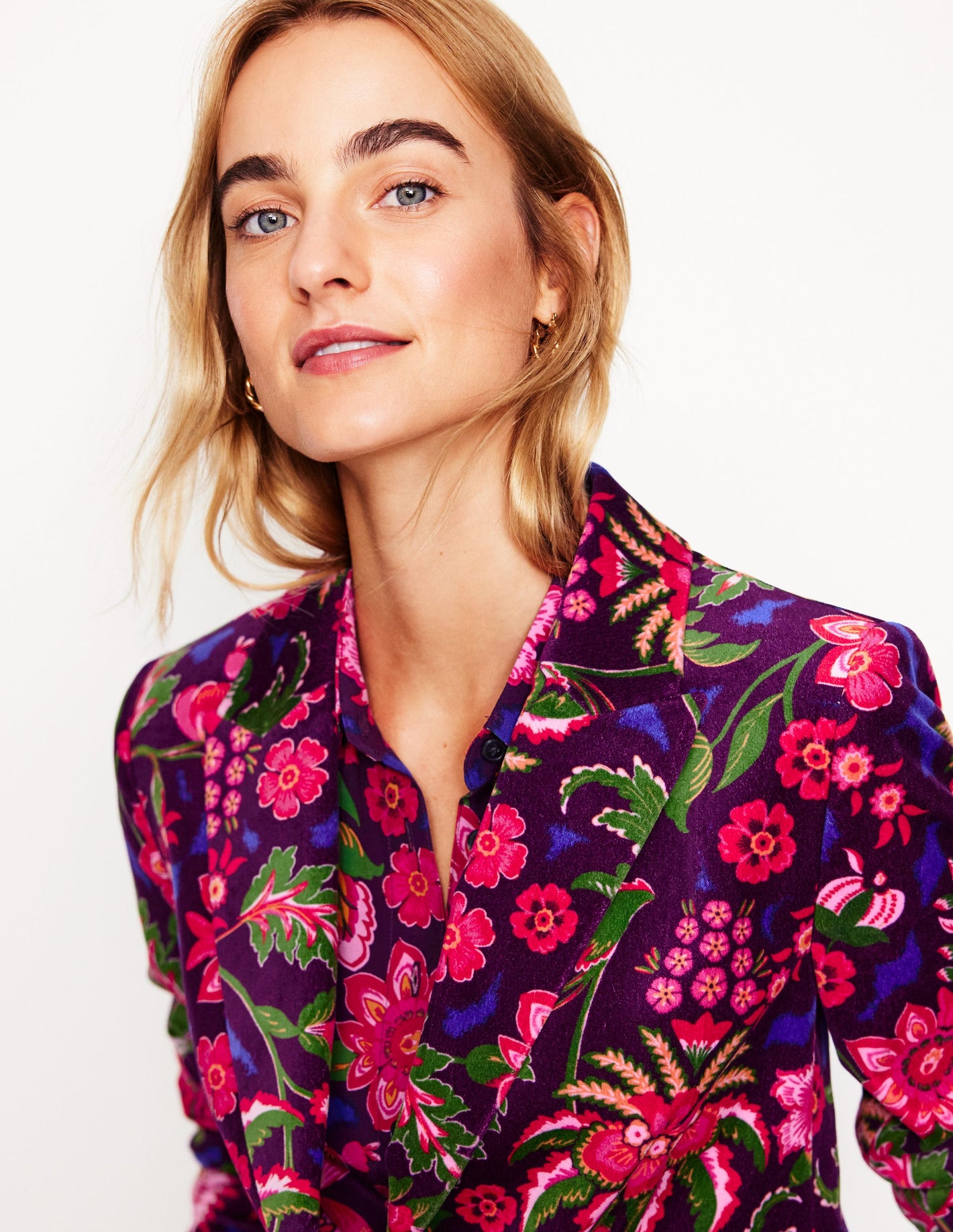 Blazer Marylebone en velours-Motif Blossom Flourish