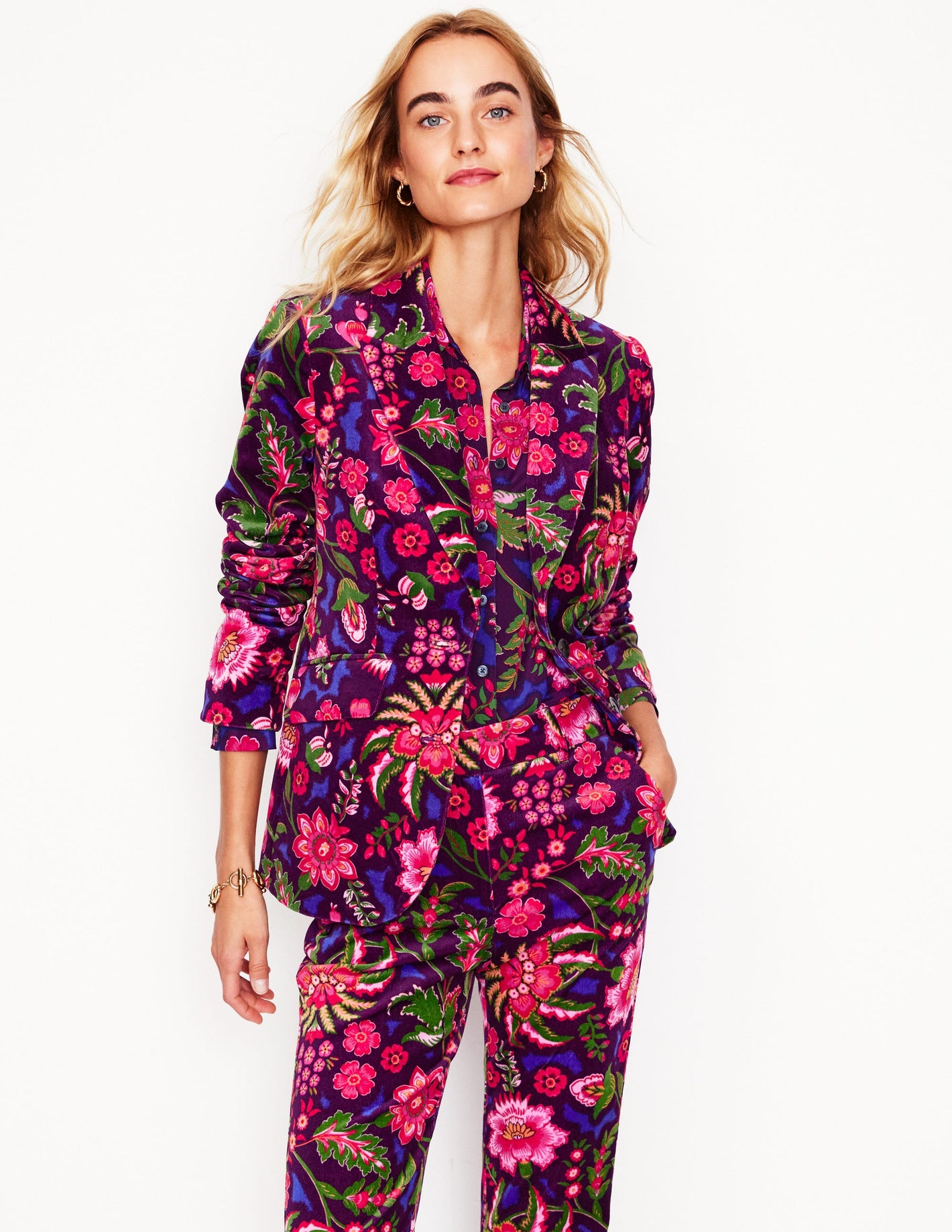 Blazer Marylebone en velours-Motif Blossom Flourish