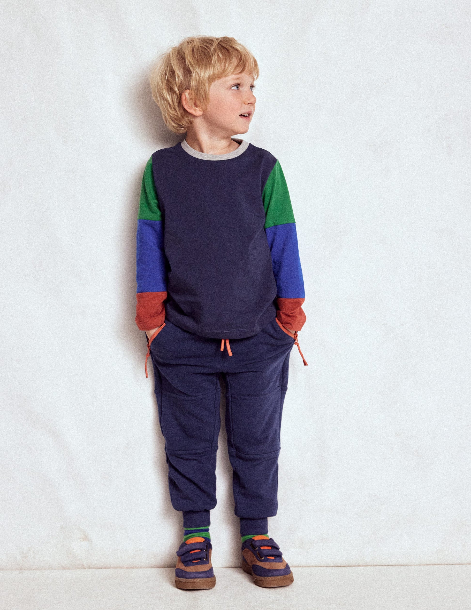 Jogginghose mit verstärktem Knie-Schuluniform-Marineblau-4