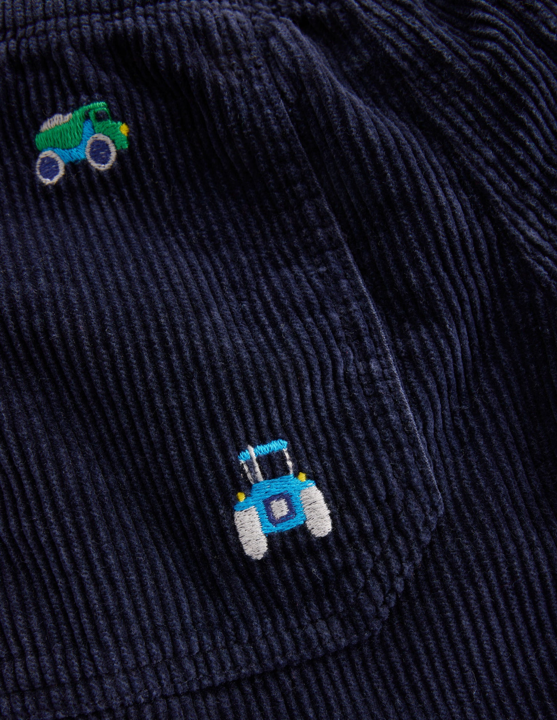 Pantalon à enfiler en velours côtelé-Broderies construction-3