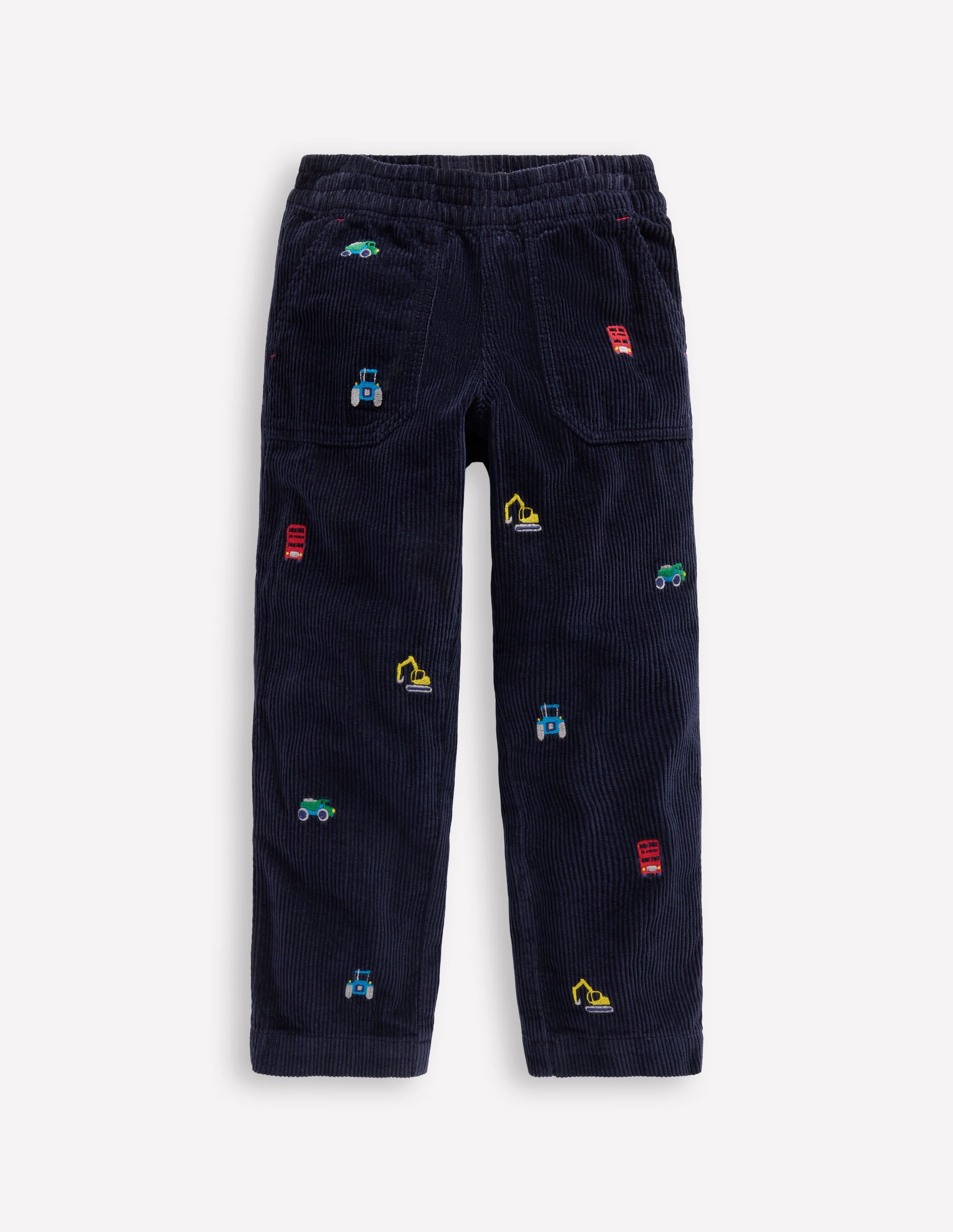 Pantalon à enfiler en velours côtelé-Broderies construction - Image 1