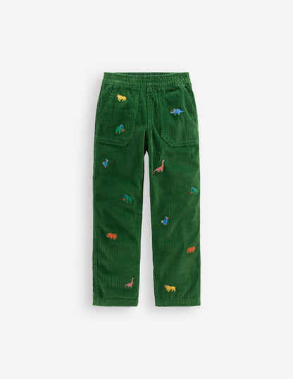 Cordhose zum Hineinschlüpfen-Prähistorische Tiere Stickerei-2