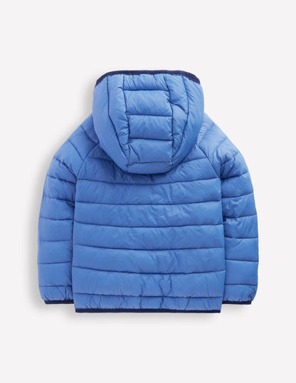 Bequem verstaubare, wattierte Jacke-Flussblau-2