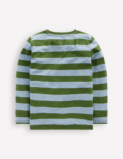 Langärmliges T-Shirt für den Alltag-Gletscherblau/Brokkoligrün-2