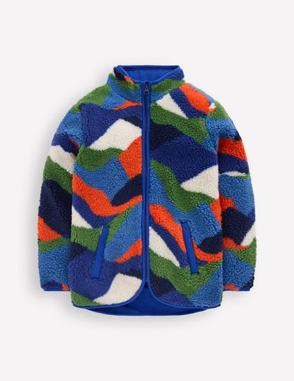 Kuschelige Teddyfell-Jacke-Bunte Landschaft-1