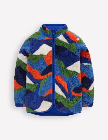 Kuschelige Teddyfell-Jacke-Bunte Landschaft