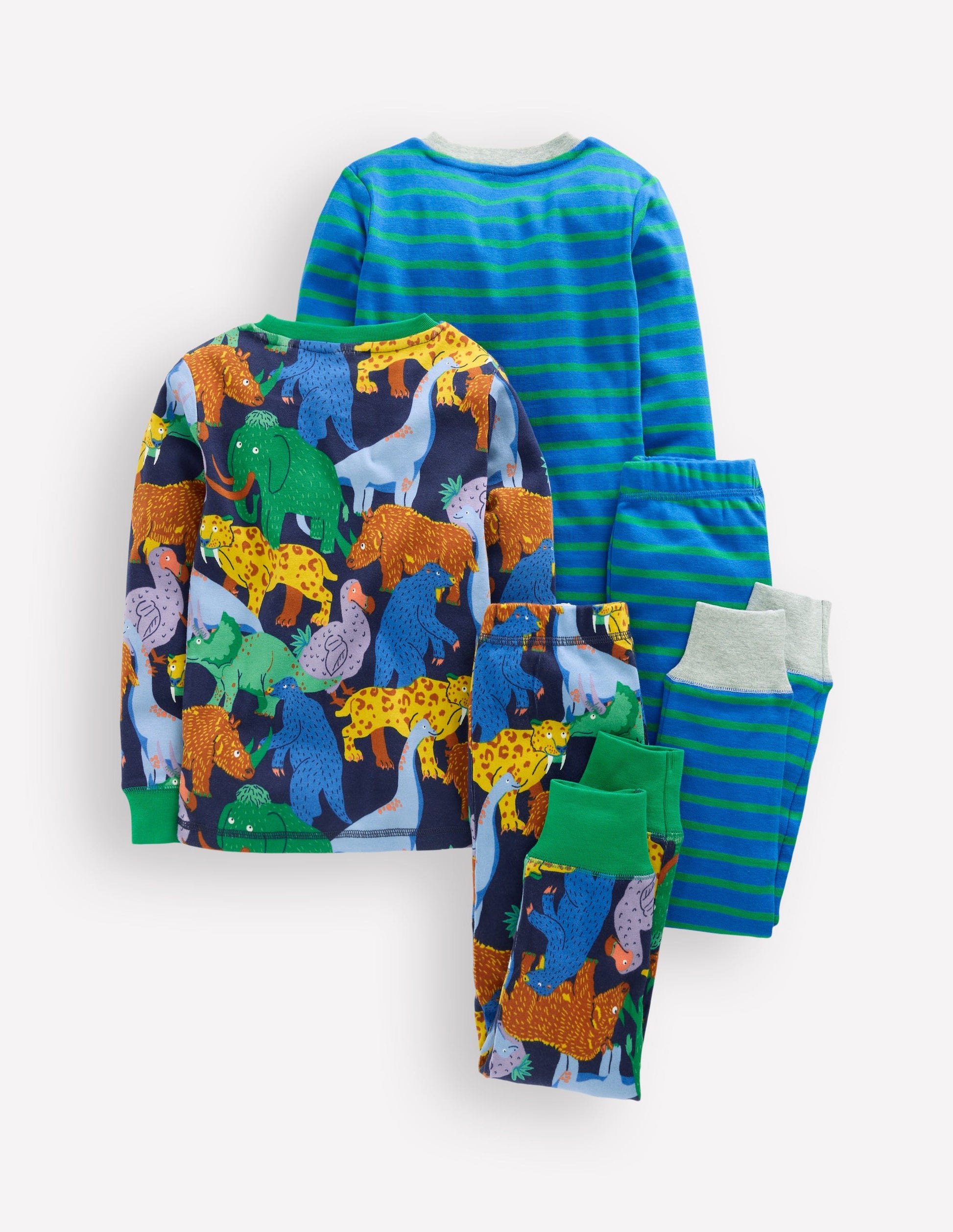 Snug Twin Pack Pyjamas-Prehistoric Animals and Stripe-2