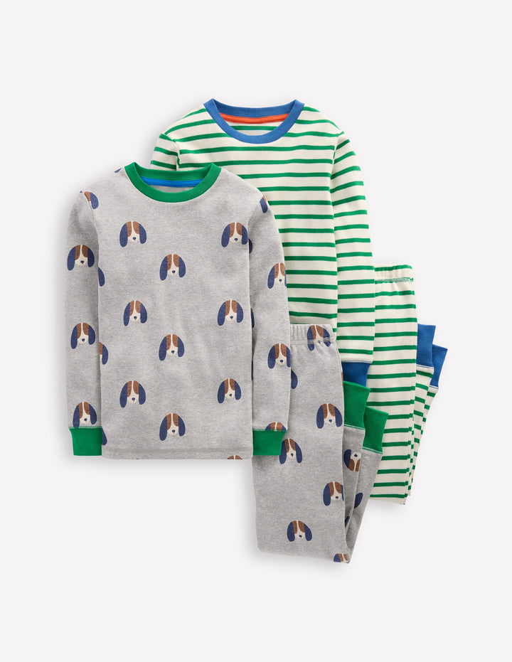 2 pyjamas douillets-Chiots et rayures