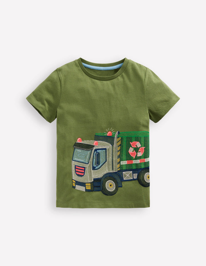 T-Shirt mit Superstitch-Design-Safarigrün Müllabfuhr