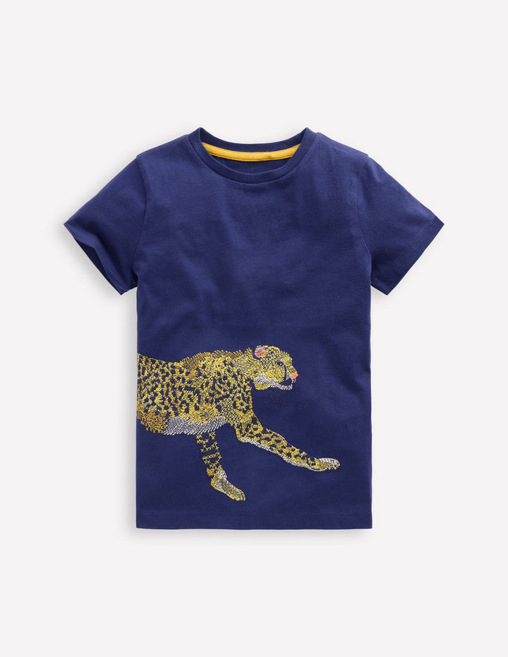 T-Shirt mit Superstitch-Design-Steuerbordblau Gepard