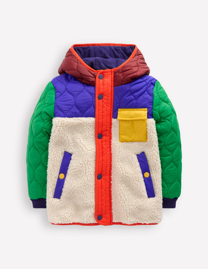 Steppjacke mit Teddyfell-Natur, Borg