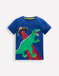 T-Shirt mit Applikation-Dino Weltall