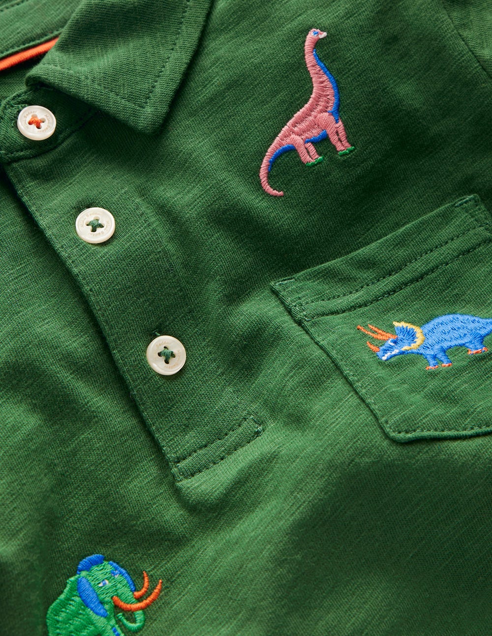 Polo flammé et brodé-Broderie animaux préhistoriques - Image 3
