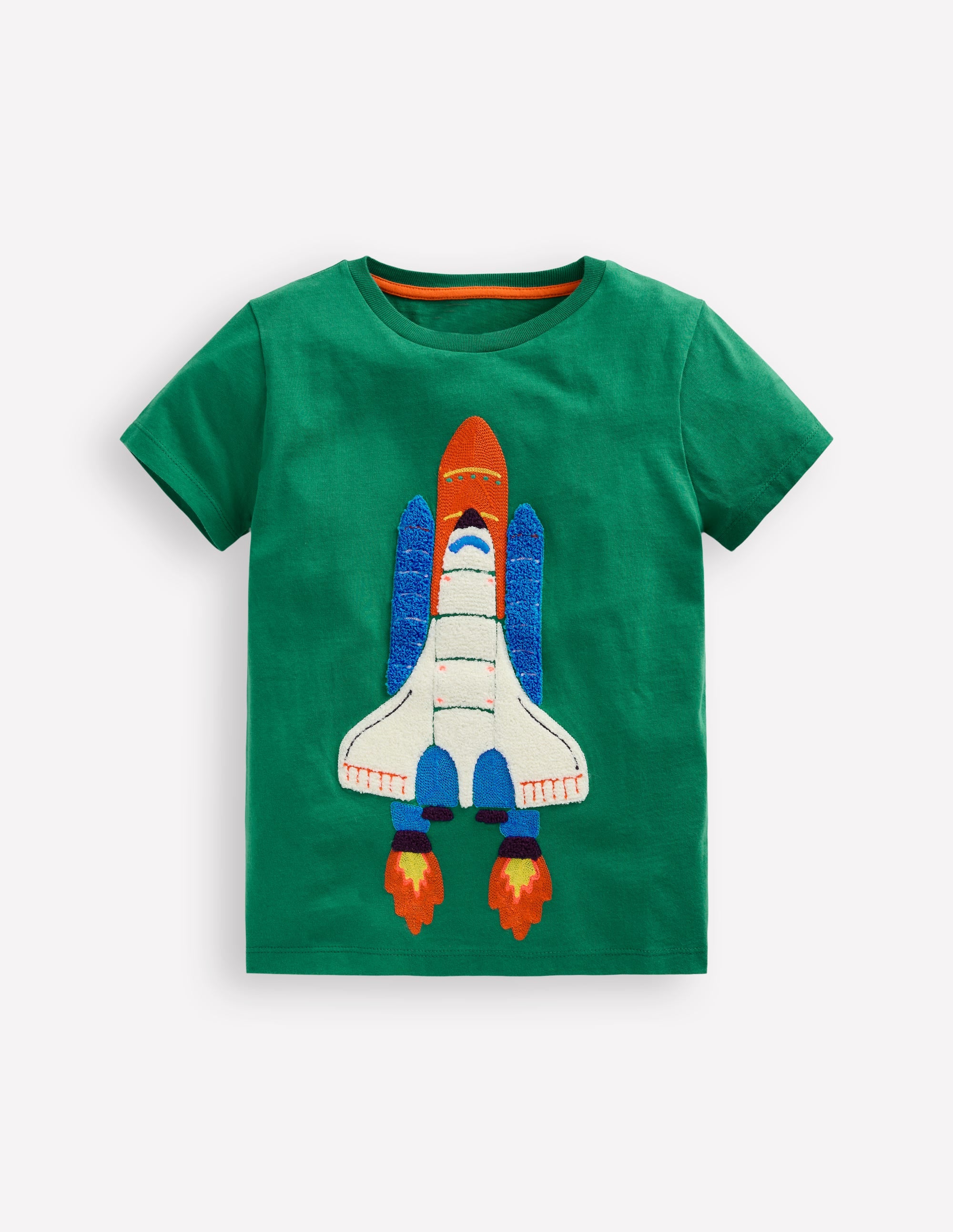 T-shirt manches courtes en bouclé-Fusée vert ombragé - Image 1