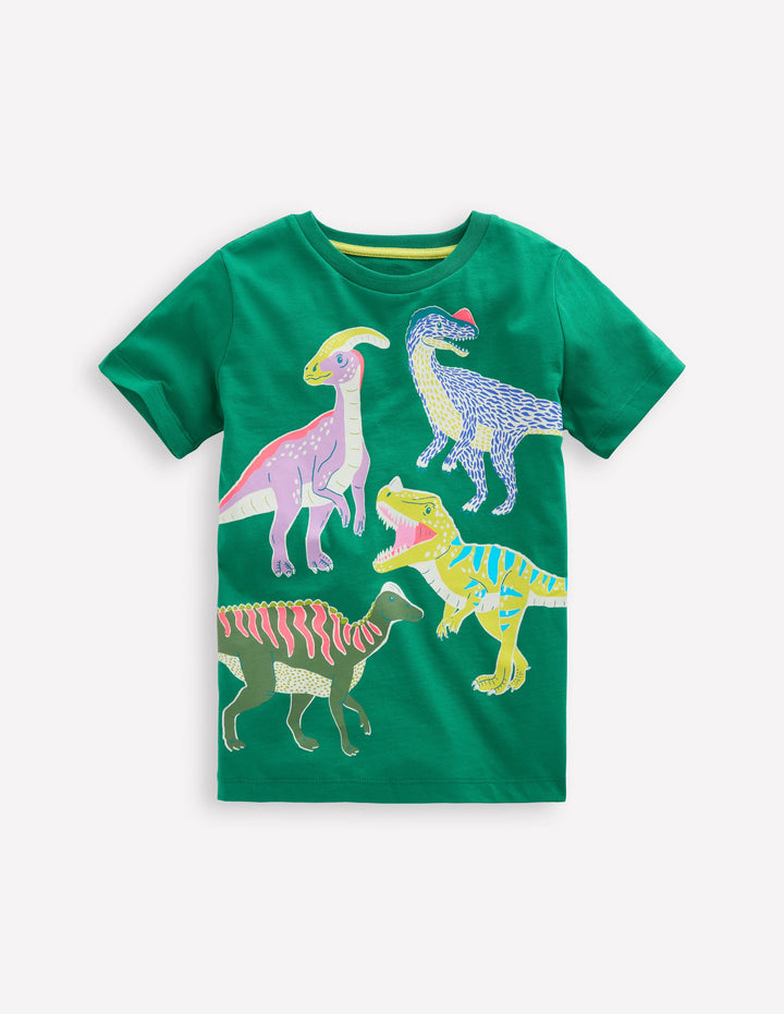 Im Dunkeln leuchtendes T-Shirt-Schattiges Grün Dinos