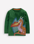 Top à manches longues et super surpiqûres-Dragon vert ombragé