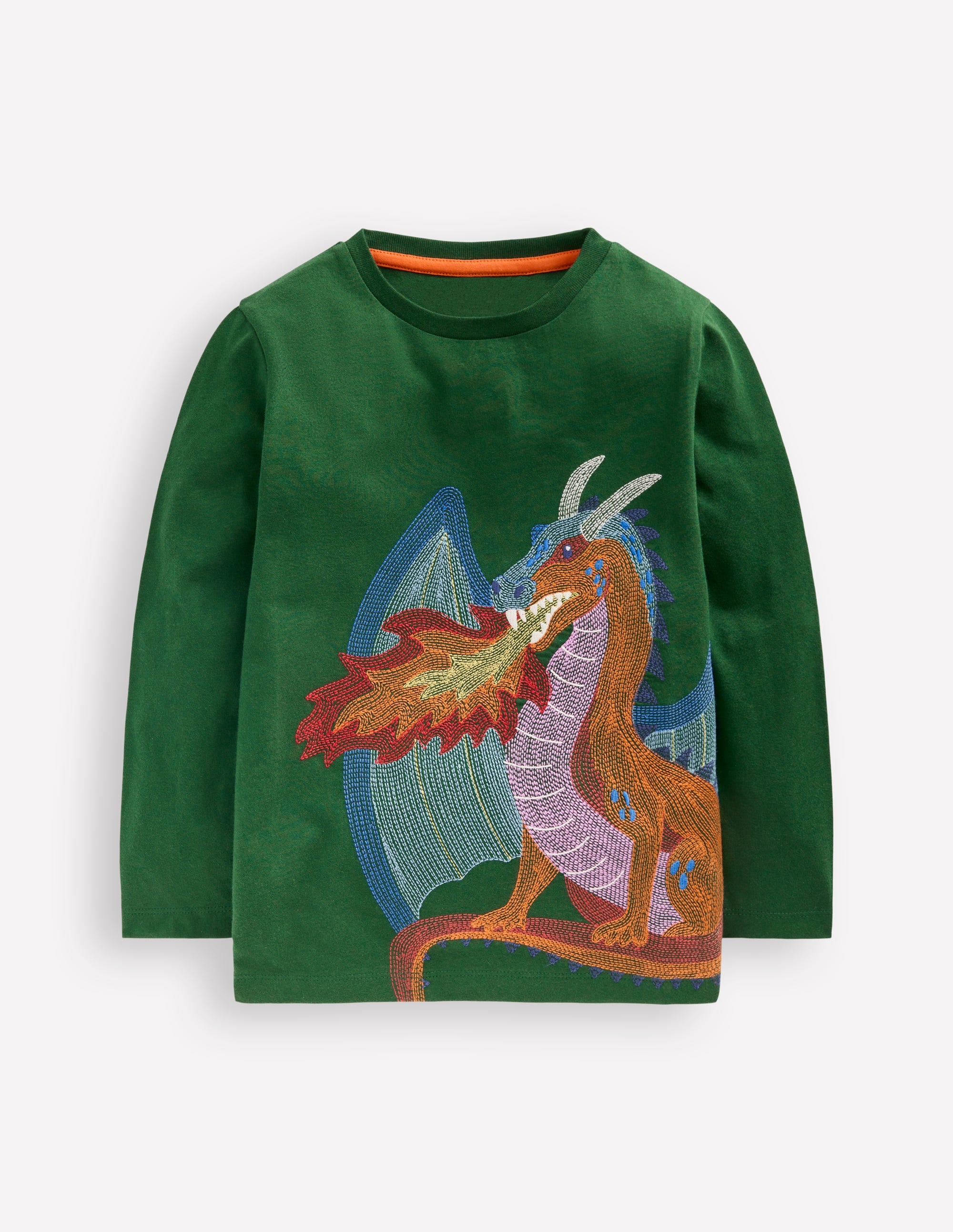 Top à manches longues et super surpiqûres-Dragon vert ombragé - Image 1