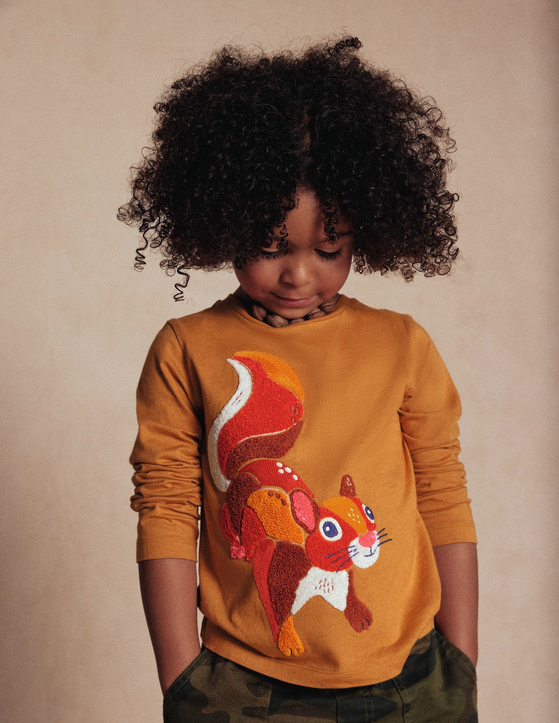 Langarmshirt aus Bouclé-Toffeebraun Eichhörnchen-1