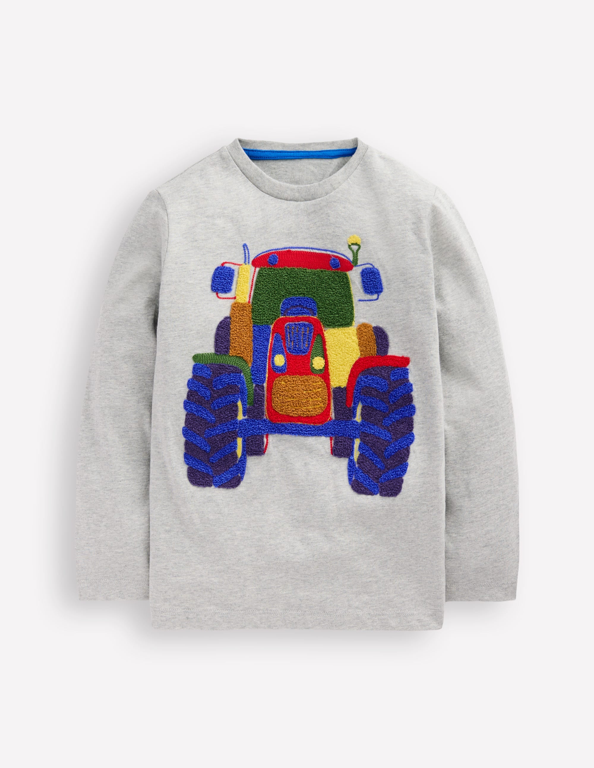 Langarmshirt aus Bouclé-Grau Meliert, Traktor - Image 1