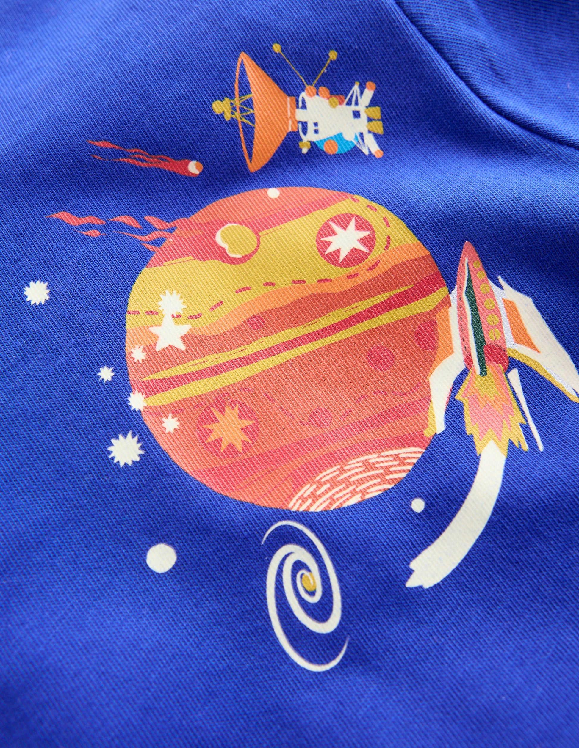T-Shirt mit Druck auf Vorder- und Rückseite-Saphirblau Weltall-3