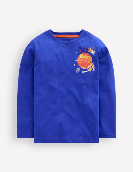 Front & Back Printed T-shirt-Sapphire Blue Space