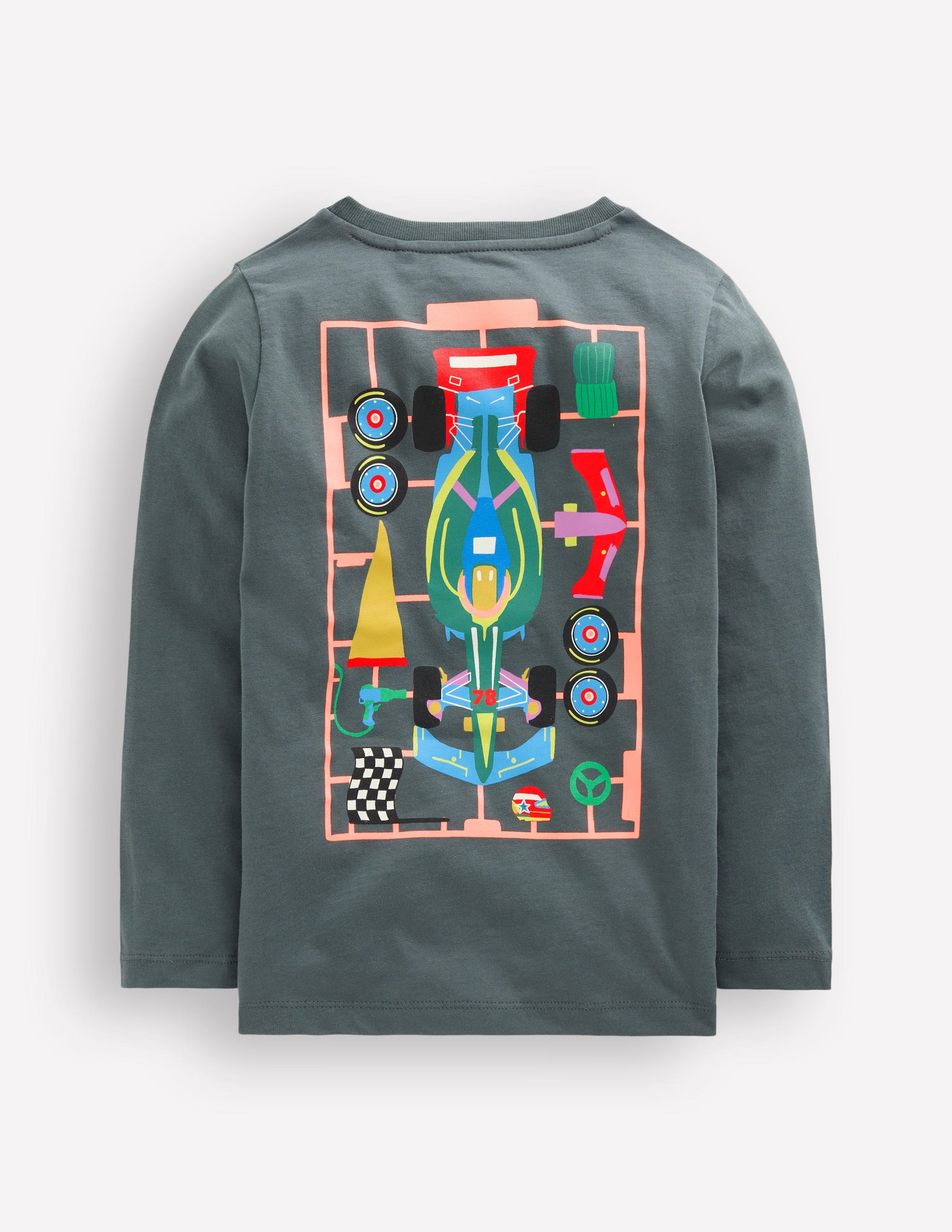 T-Shirt mit Druck auf Vorder- und Rückseite-Rauchgrau Karosserie-2