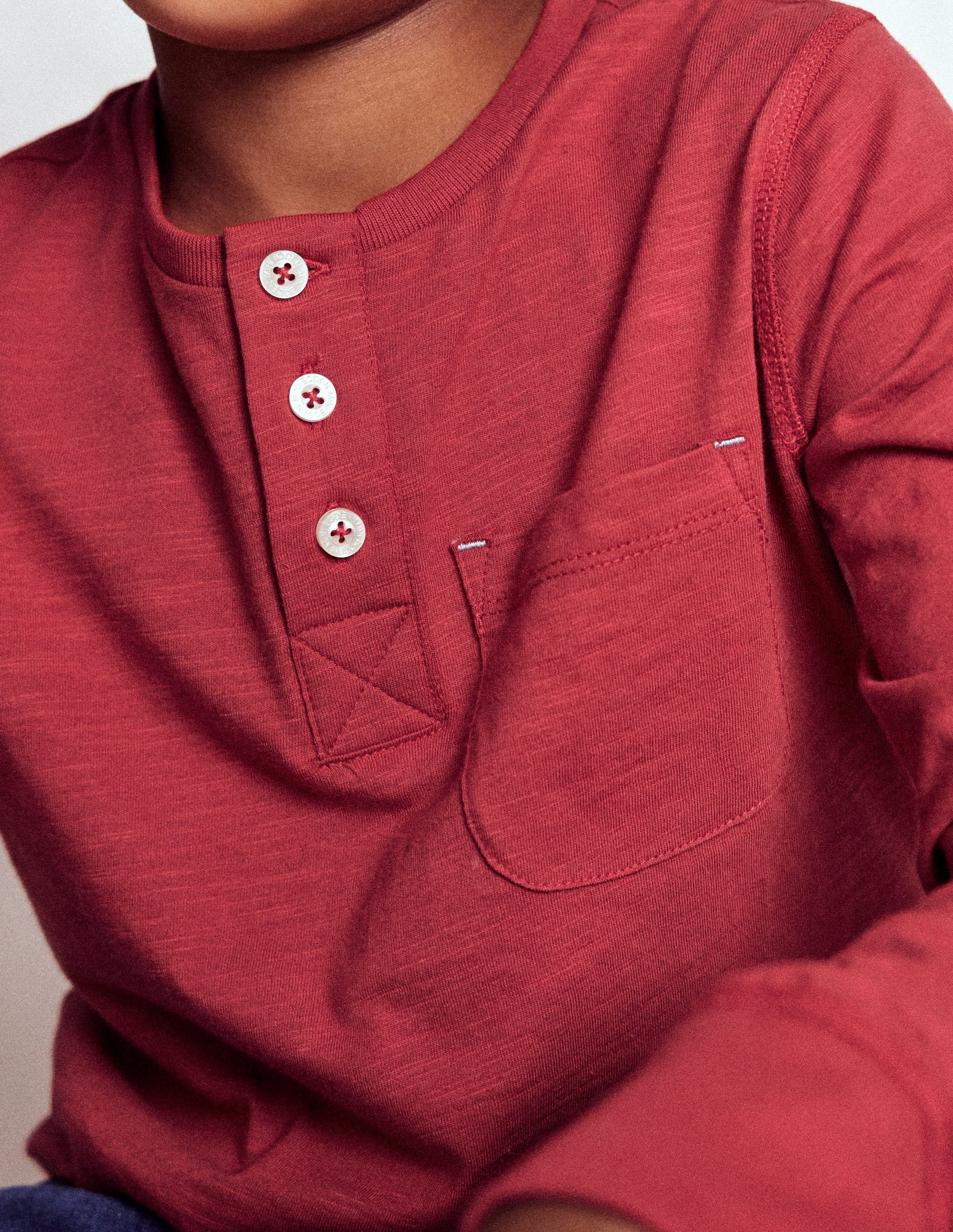 Henley-T-Shirt für den Alltag-Granatapfelrot-2