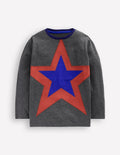T-shirt à appliqué étoile-Étoile Gris Chiné