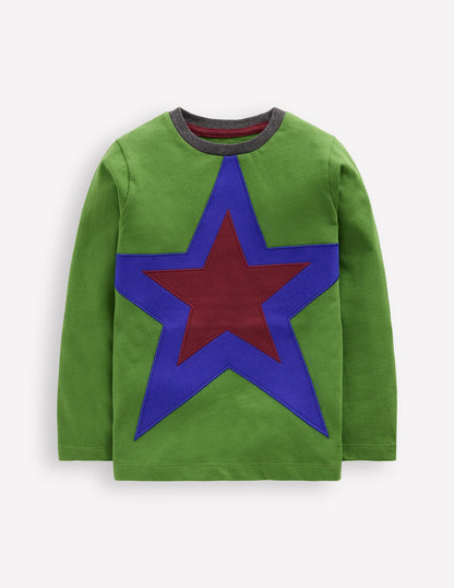 T-shirt à appliqué étoile-Étoile vert brocoli-4