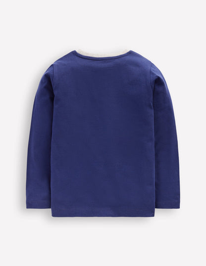 T-Shirt mit Stern-Applikation-Schuluniform-Marineblau Stern-2