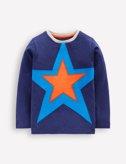 Star Appliqué T-shirt-College Navy Star