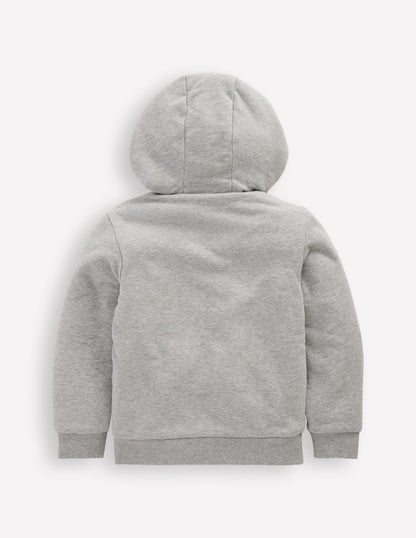Sweat à capuche réversible en borg-Gris chiné-5