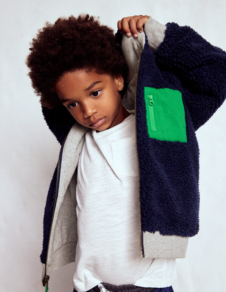 Wendbarer Teddy-Kapuzenpullover-Grau Meliert