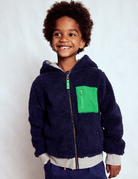 Sweat à capuche réversible en borg-Gris chiné
