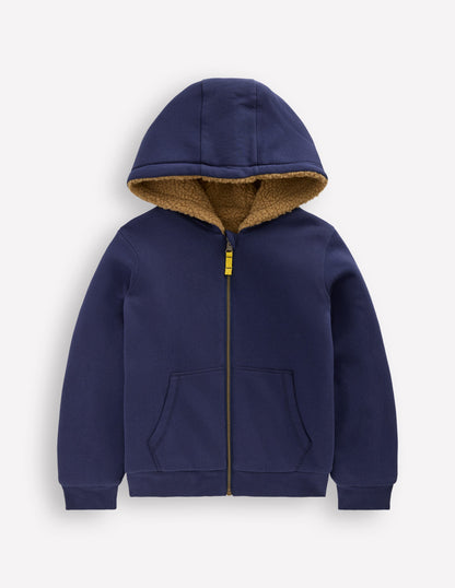 Wendbarer Teddy-Kapuzenpullover-Schuluniform-Marineblau-1
