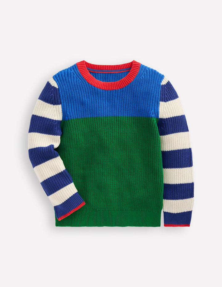 Everyday Cotton Jumper-Kingfisher Blue/Rich Emerald