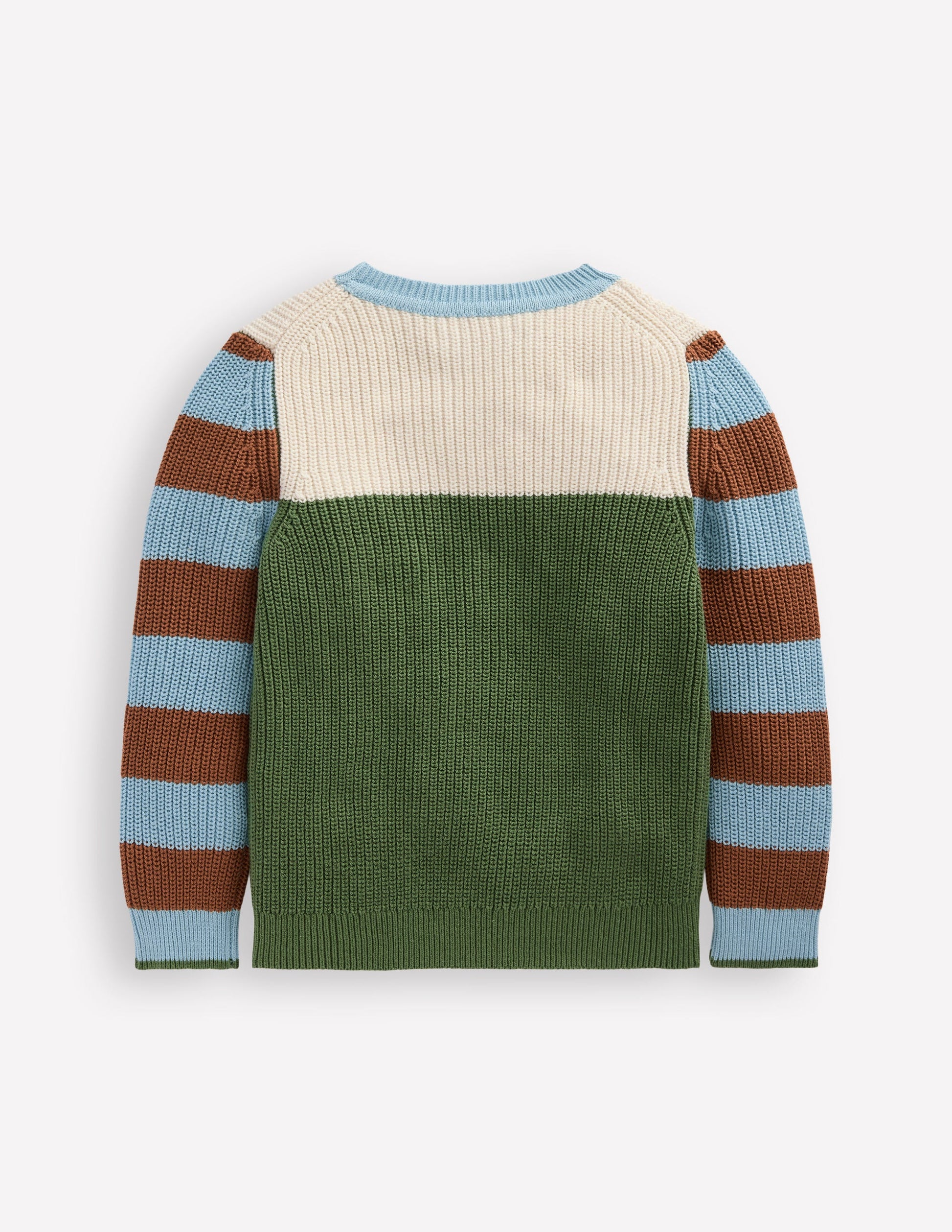 Baumwollpullover für den Alltag-Beige Meliert/Safarigrün-3