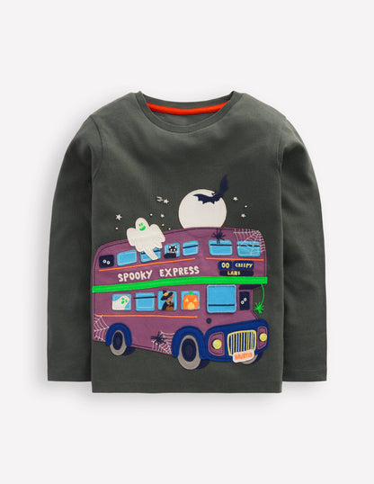T-Shirt mit Klappe-Rauchgrau Halloween-Bus-1