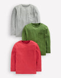 Langarmshirt im 3er-Pack-Grau-Rot Bunt Set