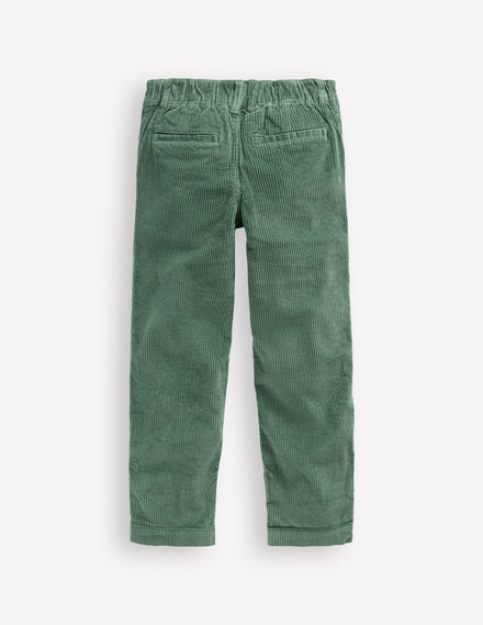 Hose mit Faltendetail vorn-Kiefergrün Cord