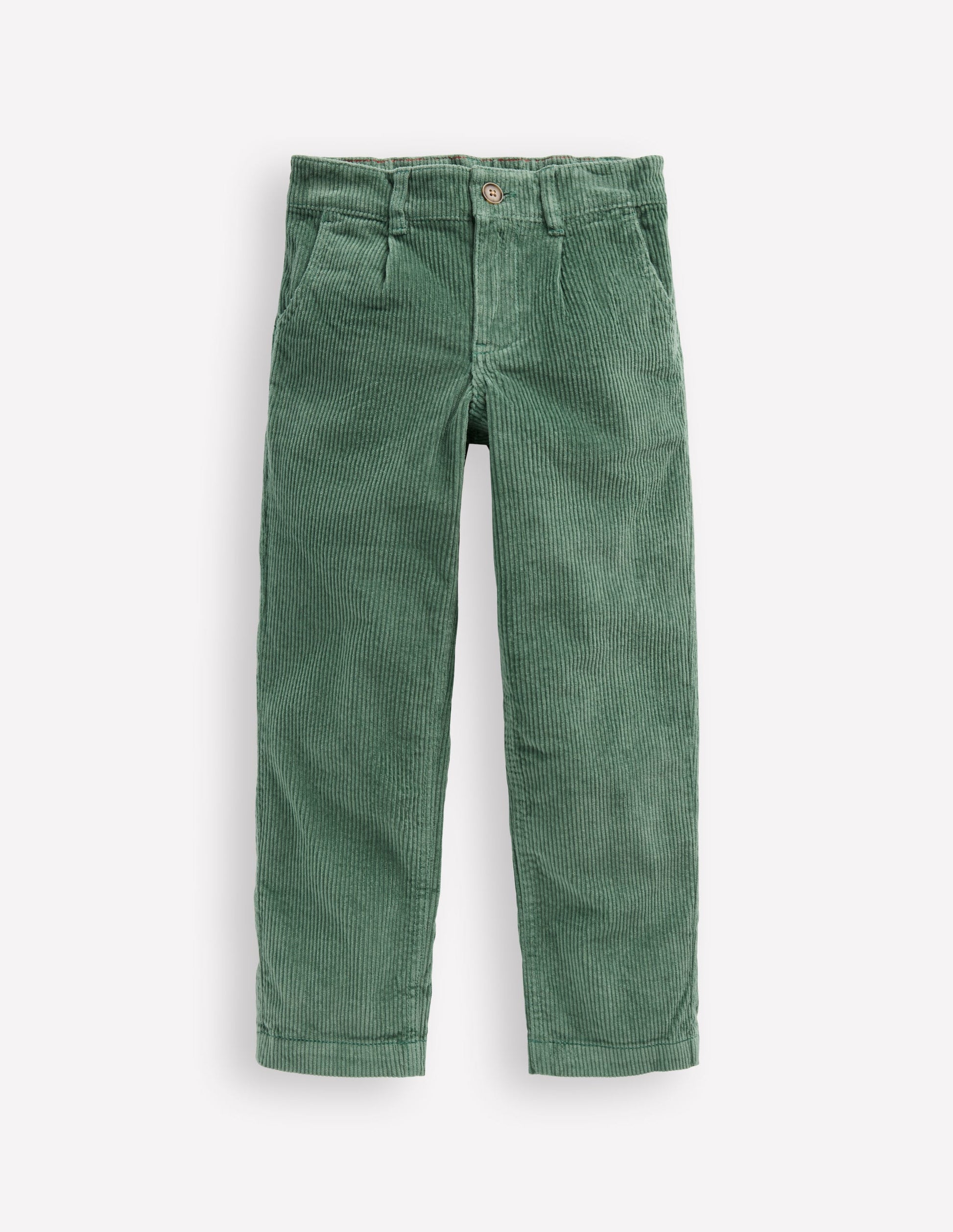 Hose mit Faltendetail vorn-Kiefergrün Cord-1