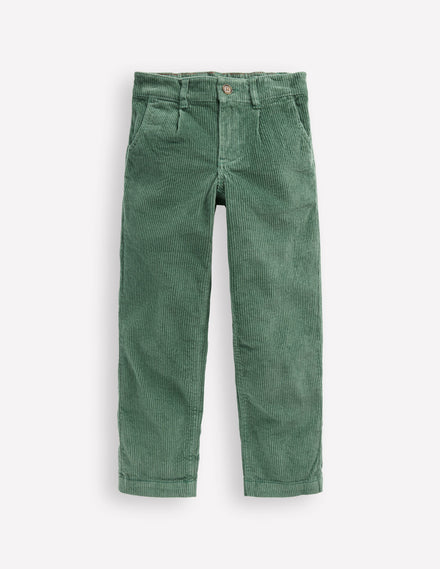 Hose mit Faltendetail vorn-Kiefergrün Cord