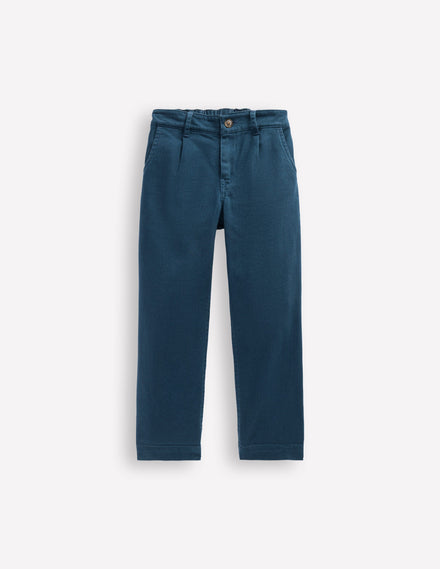 Hose mit Faltendetail vorn-Blaubeerkuchen Twill