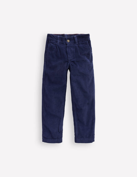 Hose mit Faltendetail vorn-Schuluniform-Marineblau Cord