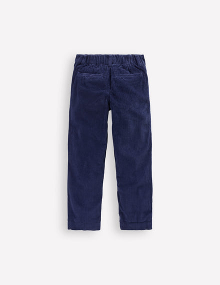 Hose mit Faltendetail vorn-Schuluniform-Marineblau Cord