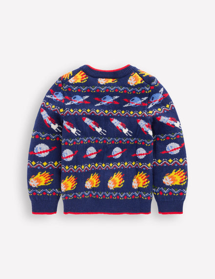 Fair-Isle-Pullover-Schuluniform-Navy, Weltraum