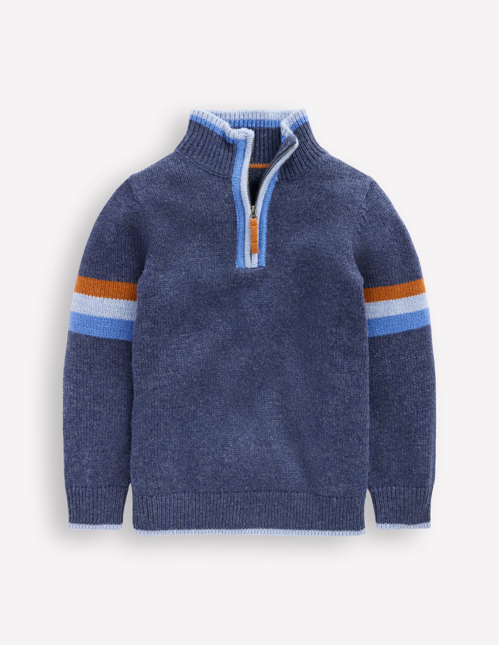 Klassischer Pullover mit halblangem Reißverschluss-Schuluniform-Marineblau-1