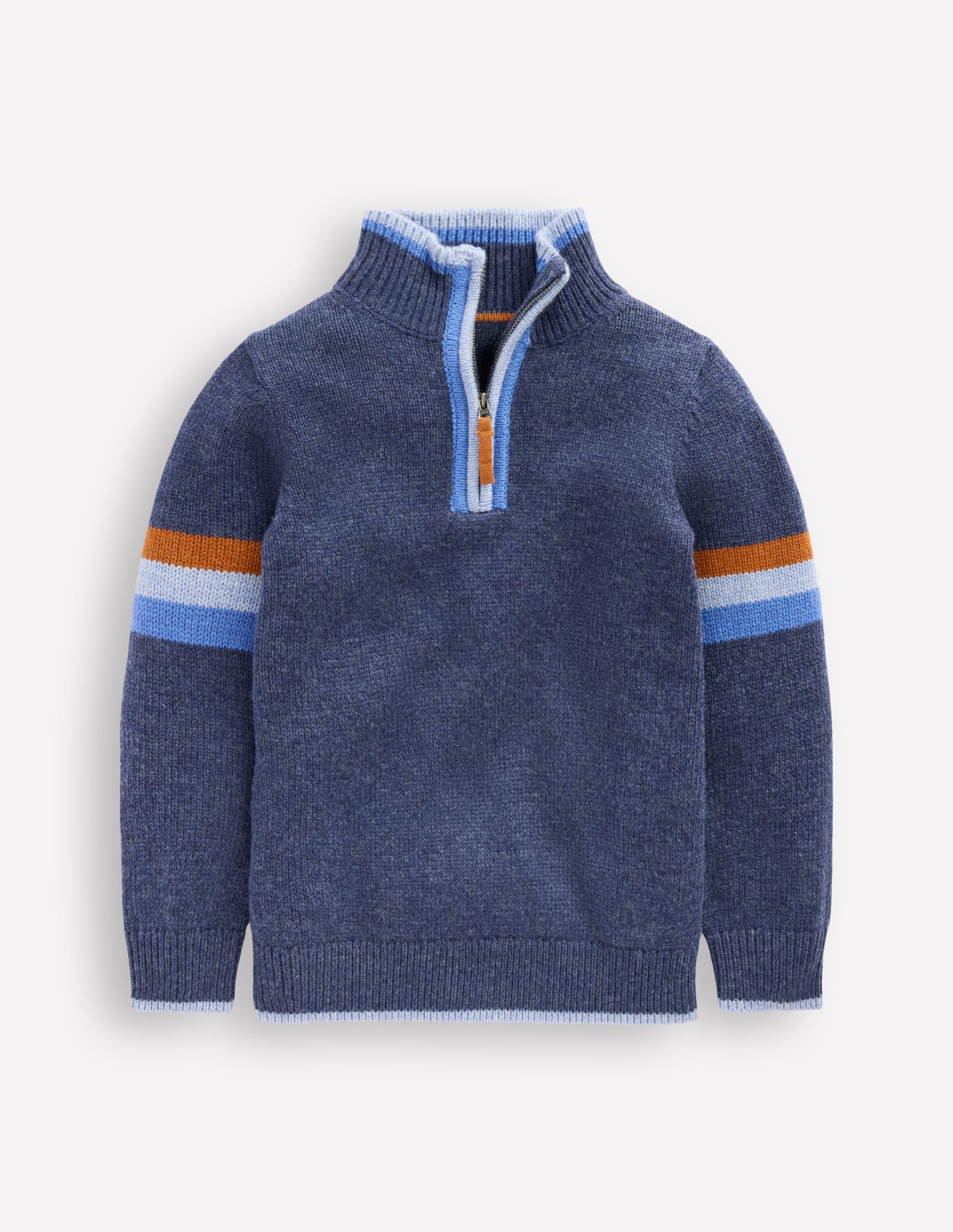 Klassischer Pullover mit halblangem Reißverschluss-Schuluniform-Marineblau - Image 1