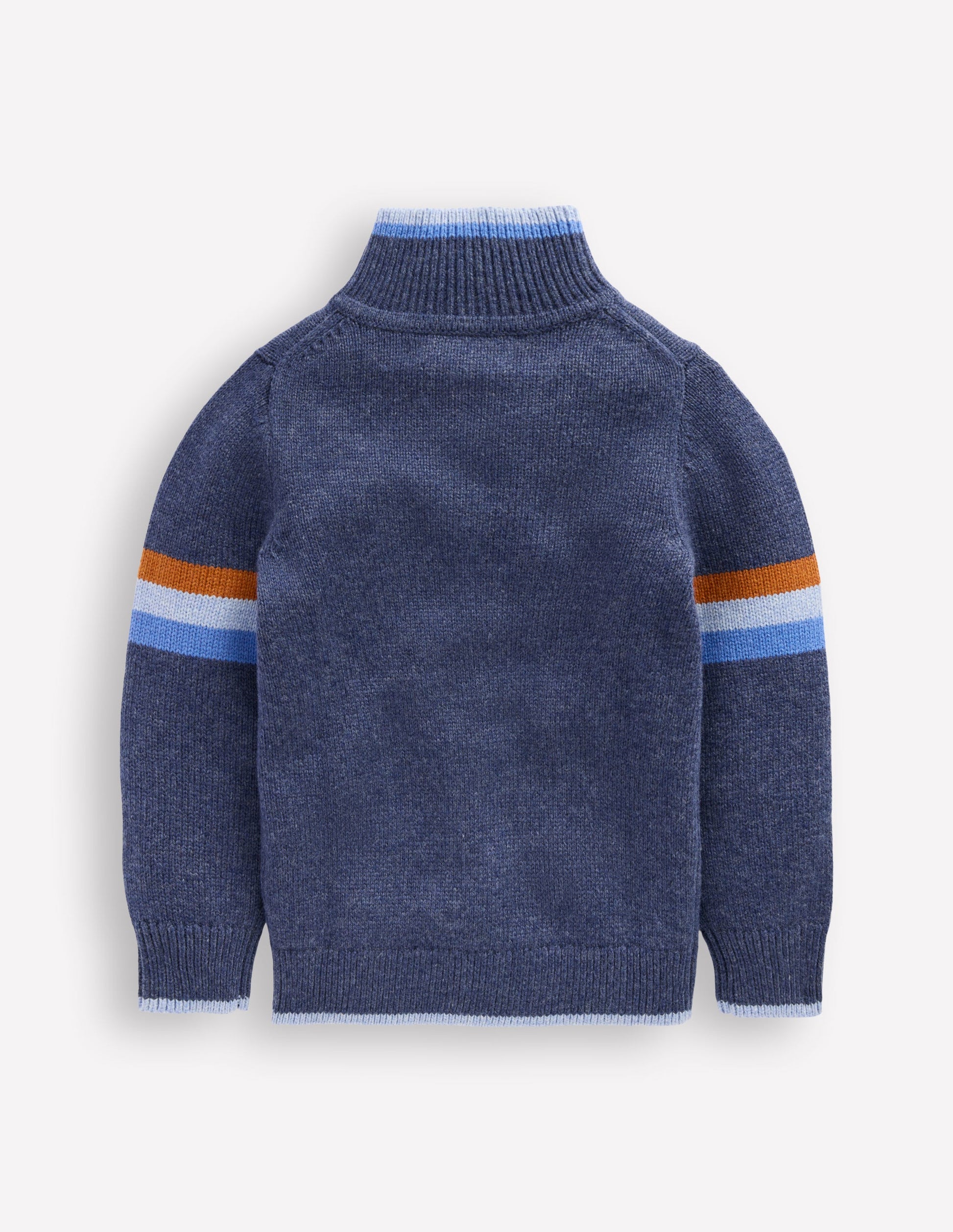 Klassischer Pullover mit halblangem Reißverschluss-Schuluniform-Marineblau-2